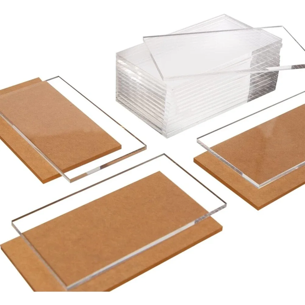 Set of 10 Place Cards Clear Acrylic Blank Plates, Table Seating Number Tiles